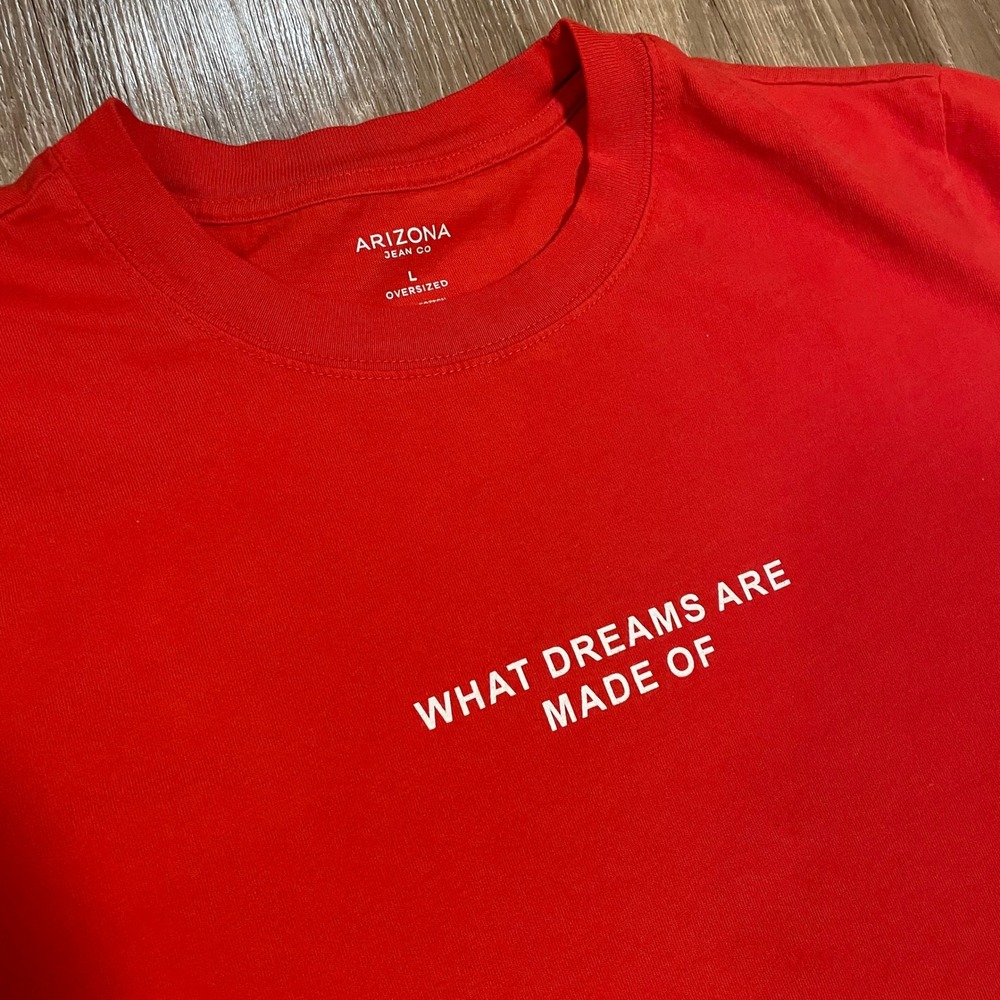 Arizona Jean Co Mens T-Shirt Size L Red 100% Cotton Graphic Oversized Fit Tee